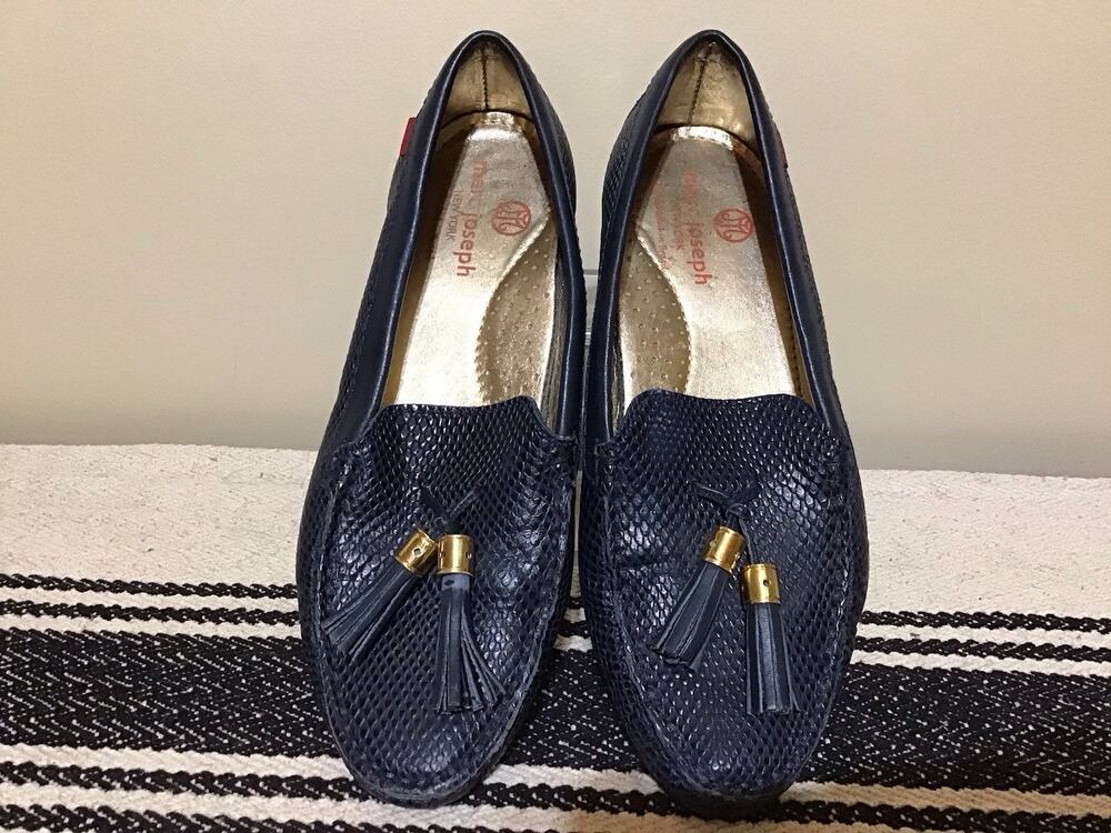 Marc Joseph NewYork Tassel Driver Loafer Leather Navy Women Sz 5 Preppy Academia